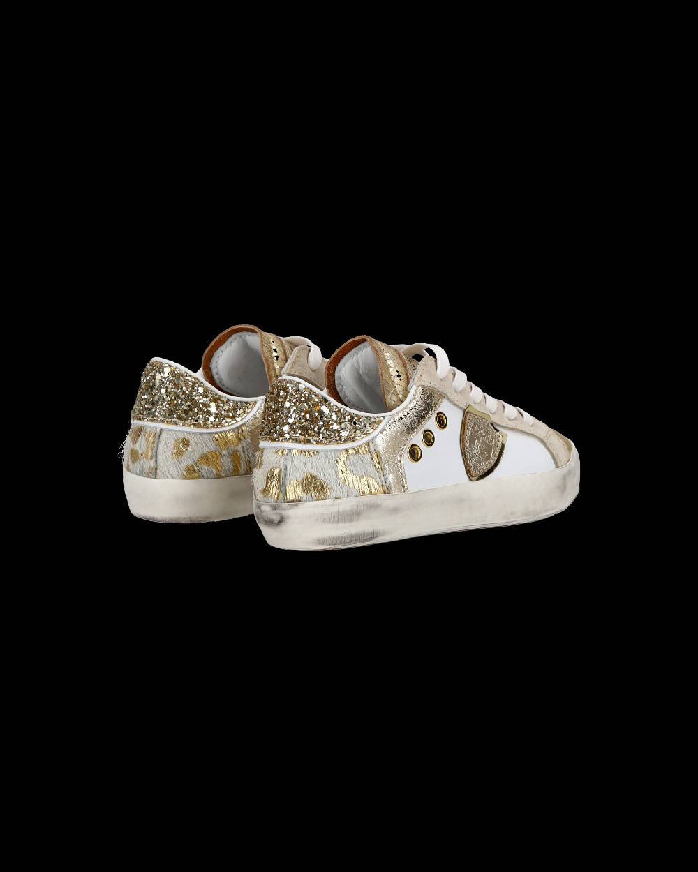 Philippe Model Baby Paris Low-Top Sneakers In Leather, White Gold