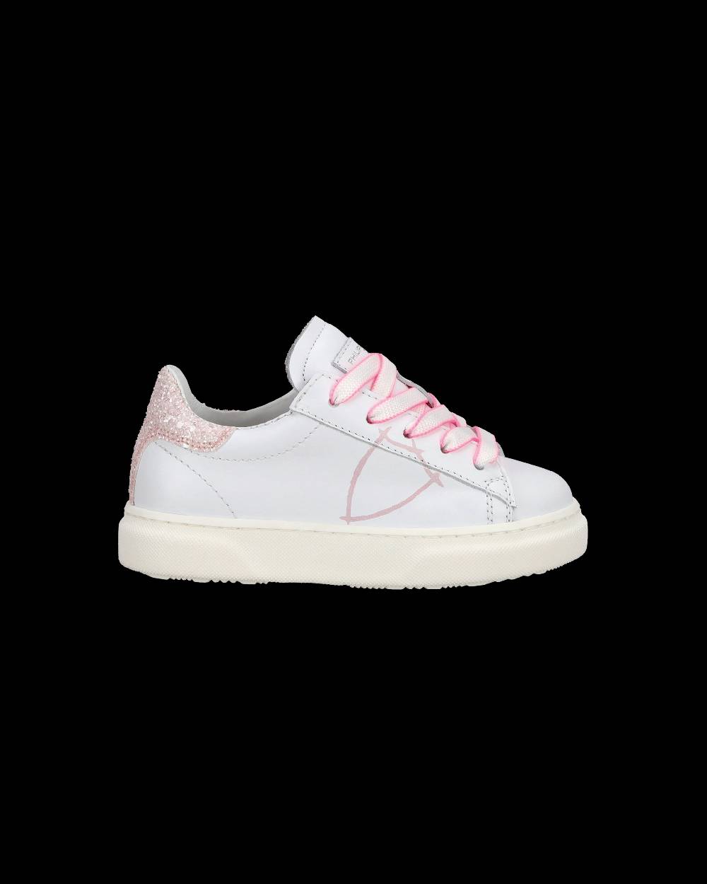 Philippe Model Baby Temple Low-Top Sneakers In Leather, White Pink