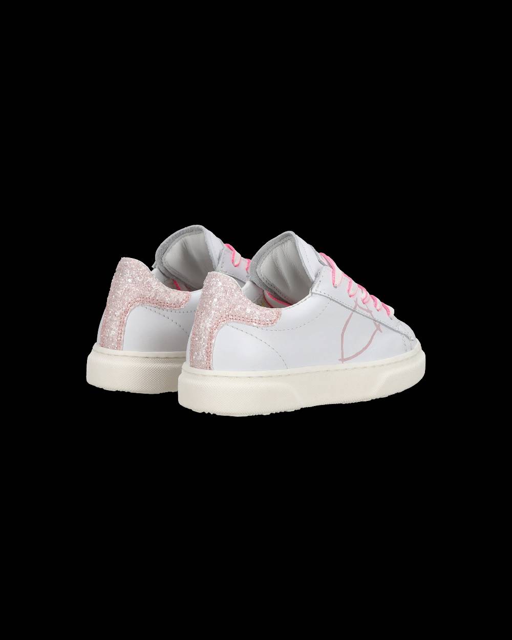Philippe Model Baby Temple Low-Top Sneakers In Leather, White Pink