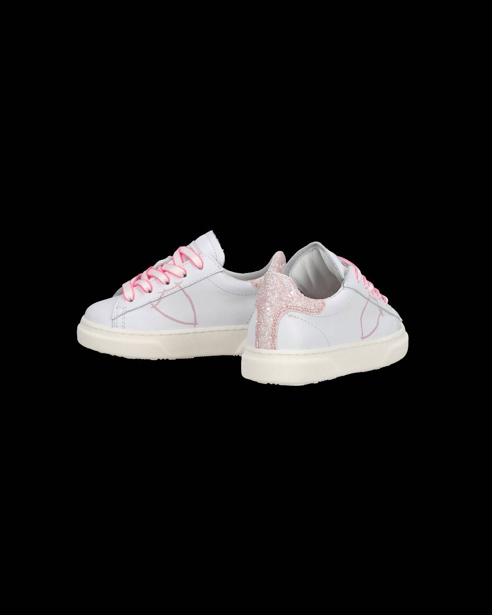 Philippe Model Baby Temple Low-Top Sneakers In Leather, White Pink