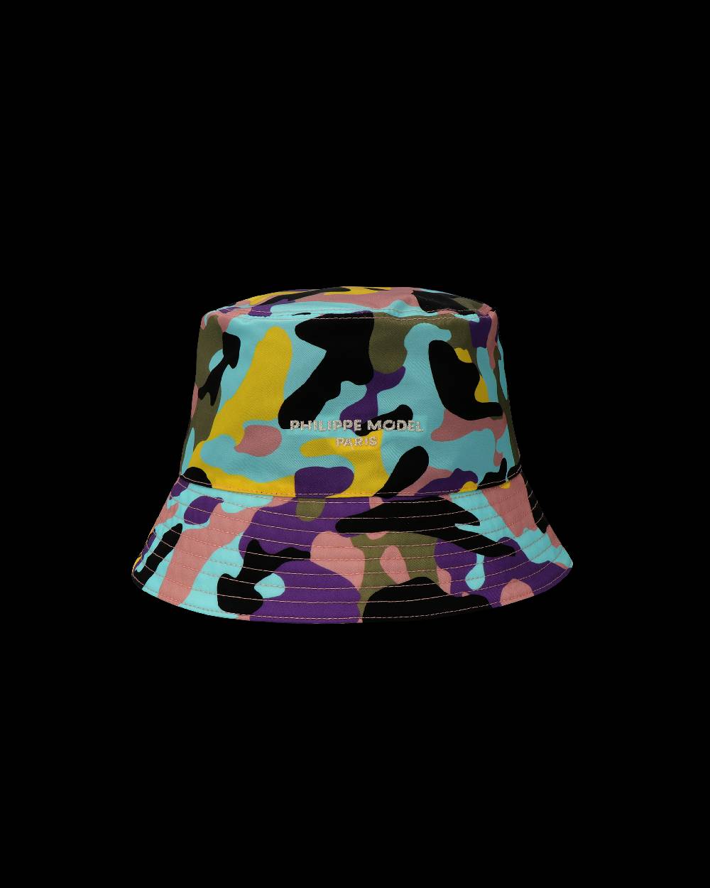 Philippe Model Cappello da Donna Camouflage multicolore in Tessuto Tecnico
