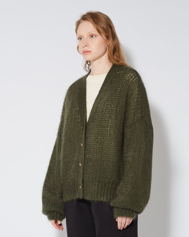 Philippe Model Cardigan Roxane Da Donna Verde Militare In Lana Mohair