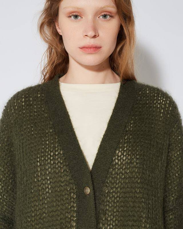 Philippe Model Cardigan Roxane Da Donna Verde Militare In Lana Mohair