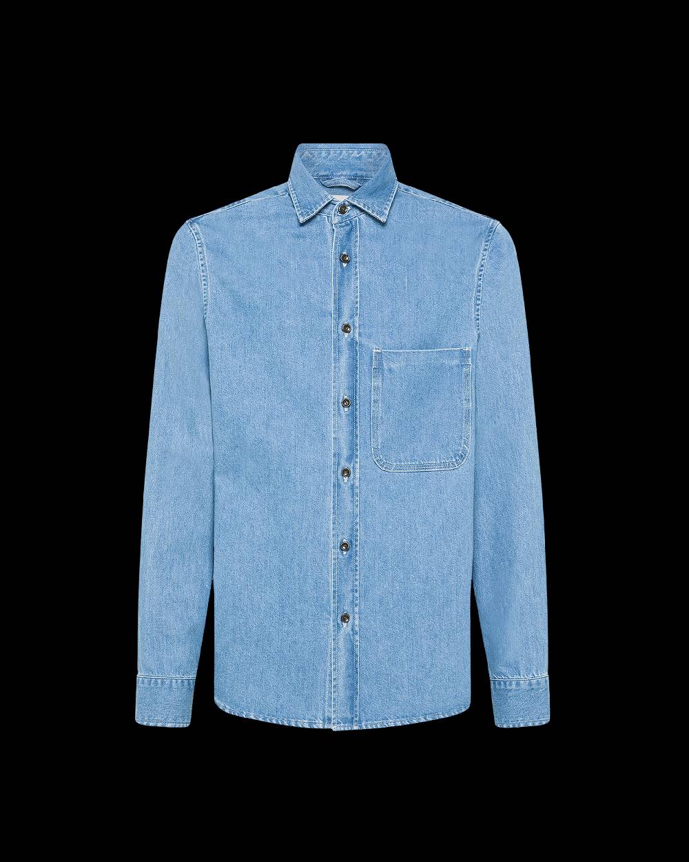 Philippe Model Denim Overshirt David Da Uomo Azzurra In Denim