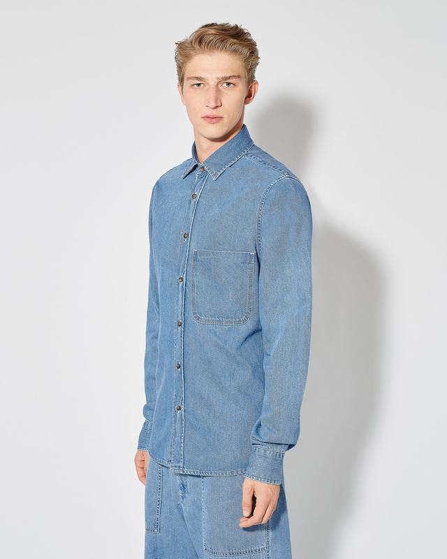 Philippe Model Denim Overshirt David Da Uomo Azzurra In Denim