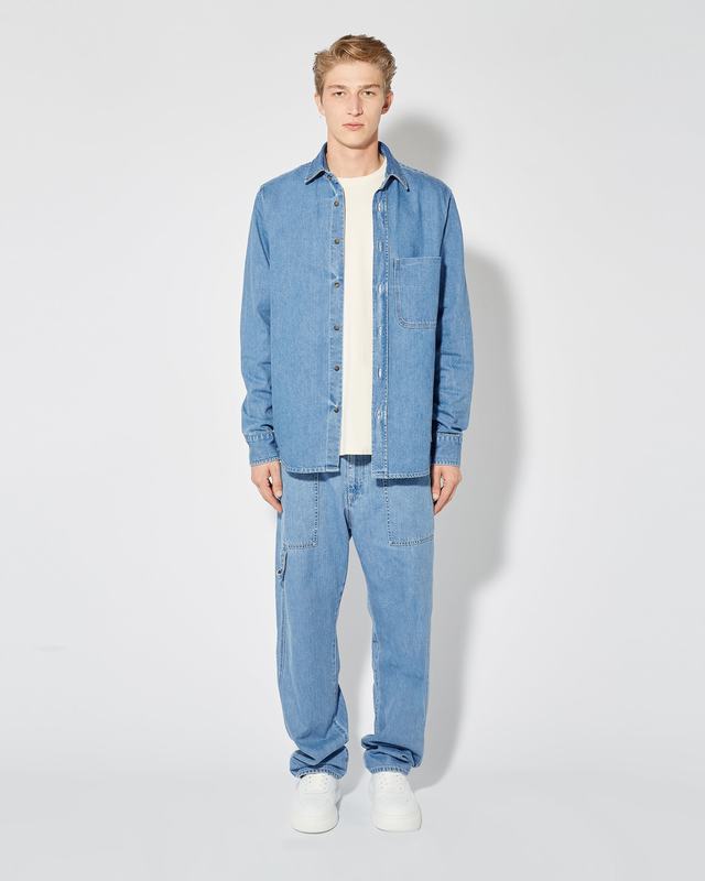 Philippe Model Denim Overshirt David Da Uomo Azzurra In Denim