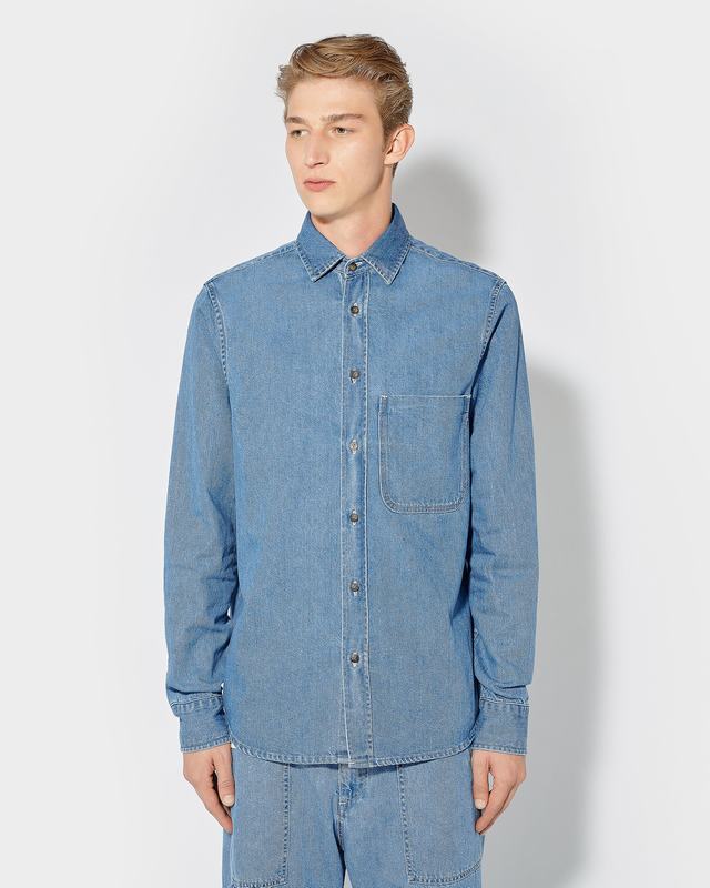 Philippe Model Denim Overshirt David da Uomo Azzurra in Denim