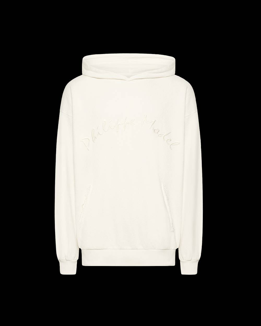 Philippe Model Felpa Con Cappuccio JEROME Da Uomo Ecru In Pelle