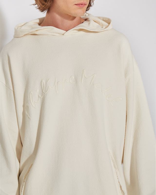 Philippe Model Felpa Con Cappuccio JEROME Da Uomo Ecru In Pelle