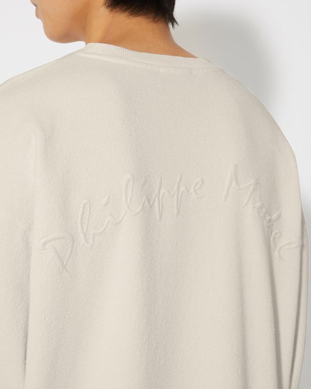 Philippe Model Felpa Girocollo BASTIEN Da Uomo Ecru In Pelle