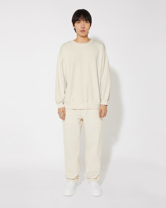 Philippe Model Felpa Girocollo BASTIEN Da Uomo Ecru In Pelle