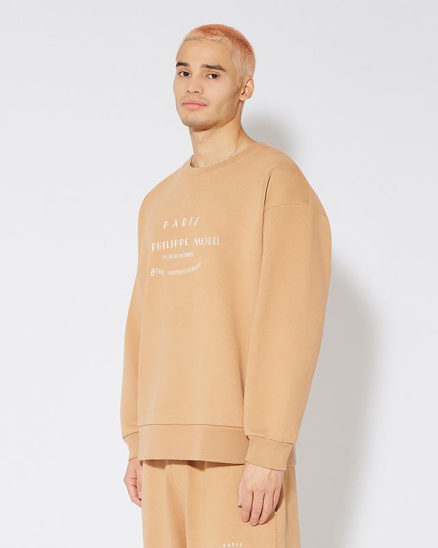 Philippe Model Felpa Girocollo Benjamin Da Uomo Marrone In Jersey