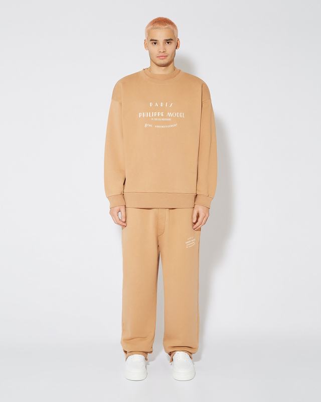 Philippe Model Felpa Girocollo Benjamin Da Uomo Marrone In Jersey