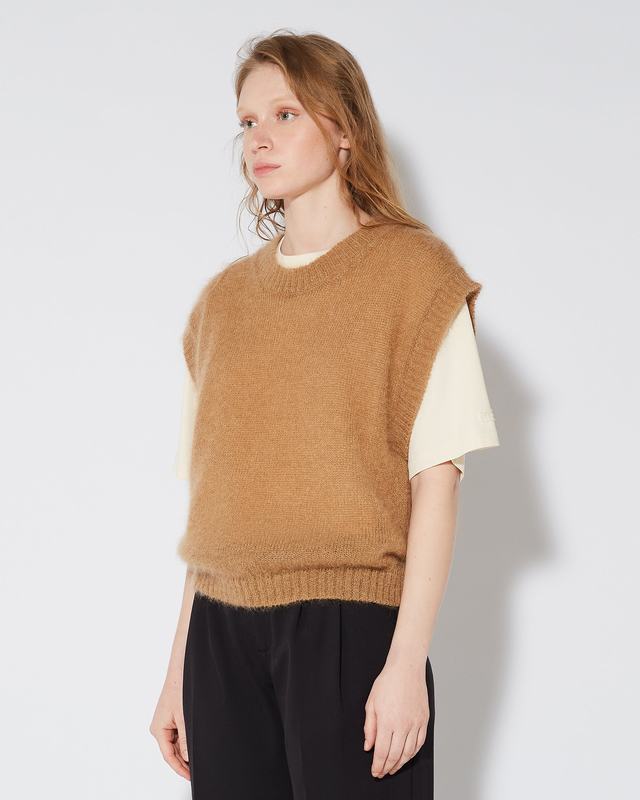 Philippe Model Gilet Yvonne Da Donna Marrone In Lana Mohair