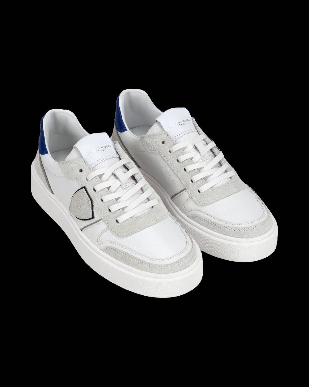 Philippe Model Junior Nice Low-Top Sneakers in Leather, White Blue