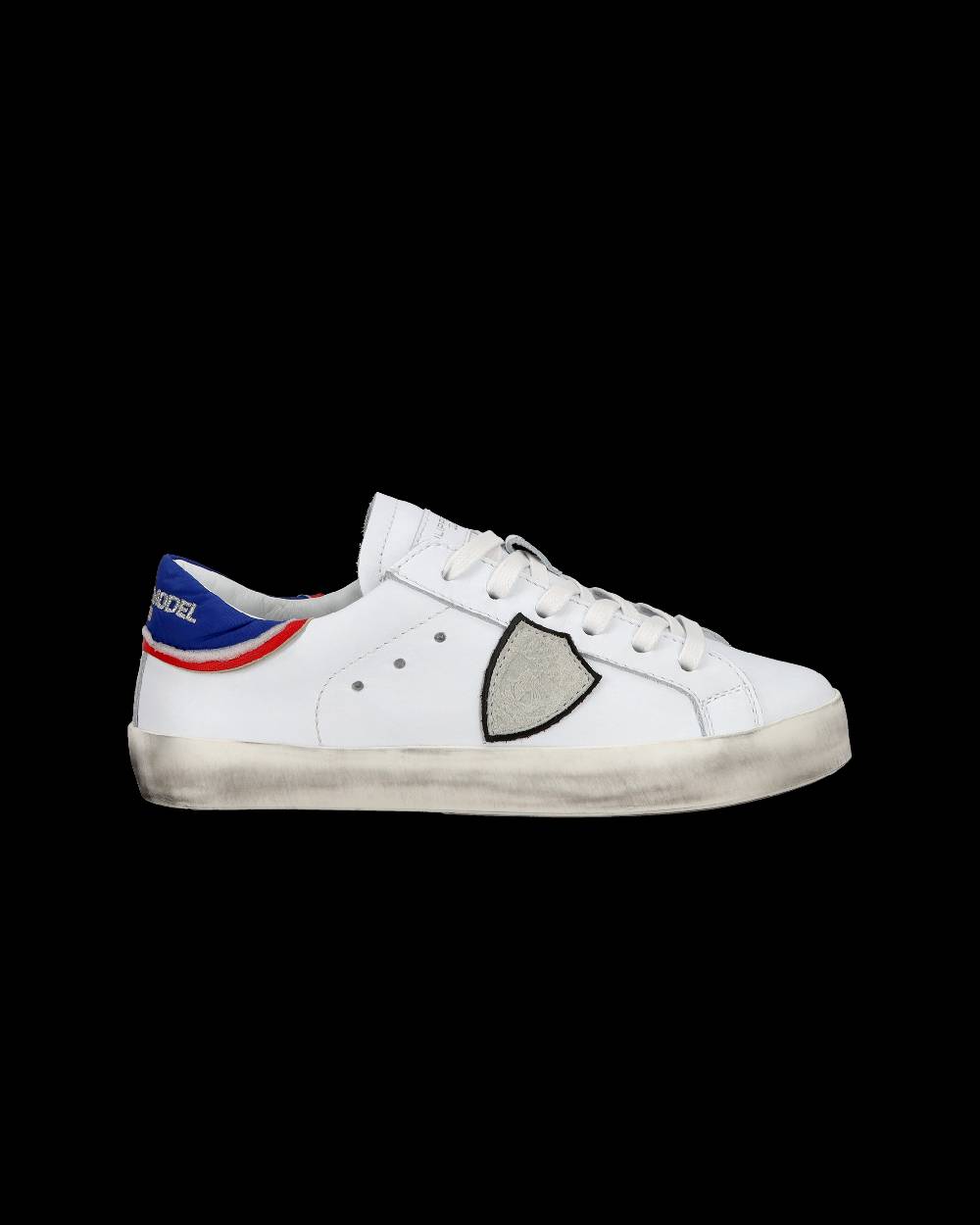 Philippe Model Junior Paris Low-Top Sneakers In Leather, White Blue