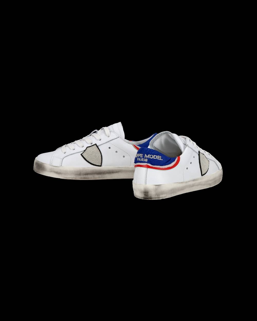 Philippe Model Junior Paris Low-Top Sneakers In Leather, White Blue