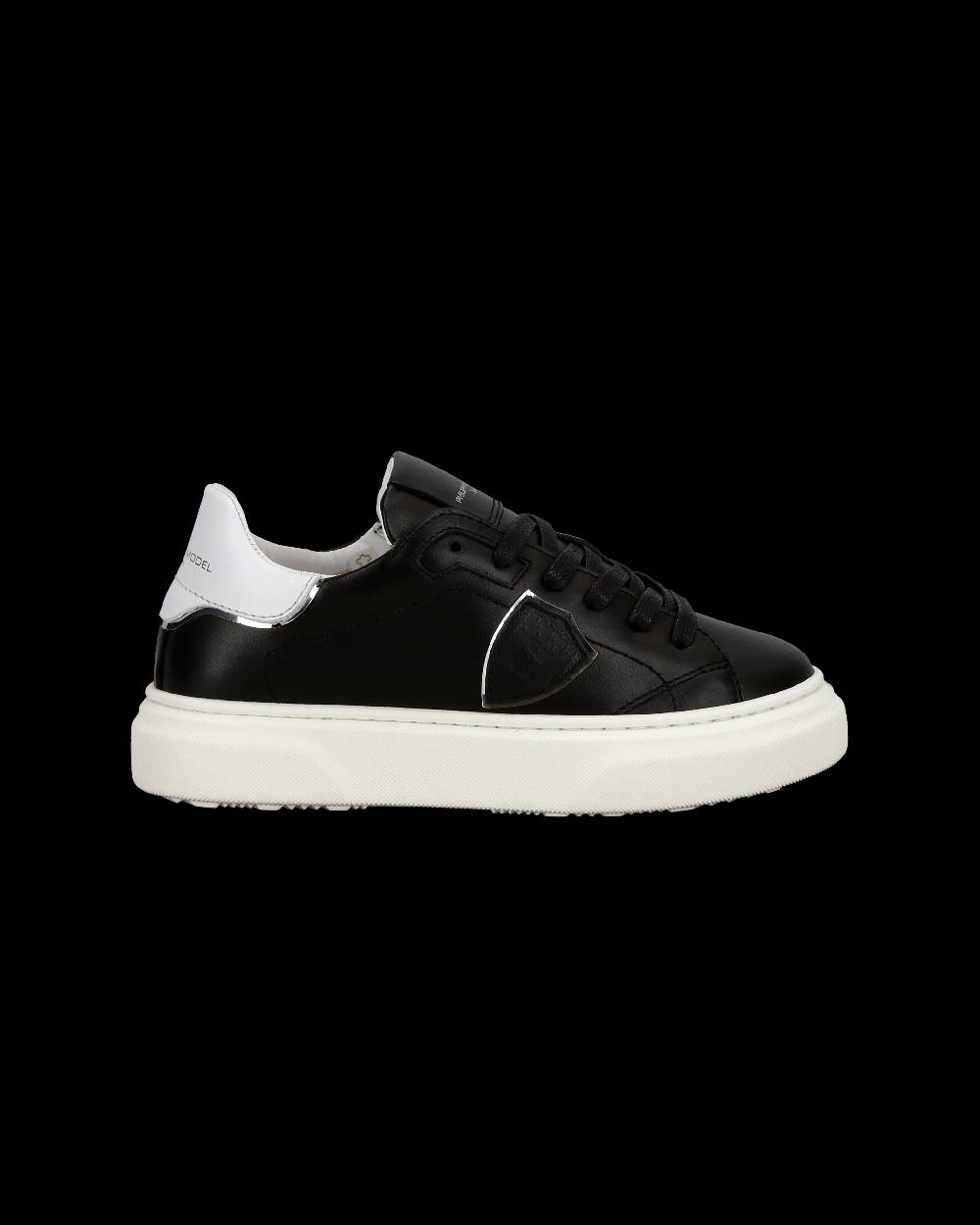 Philippe Model Junior Temple Low-Top Sneakers In Leather, Black White