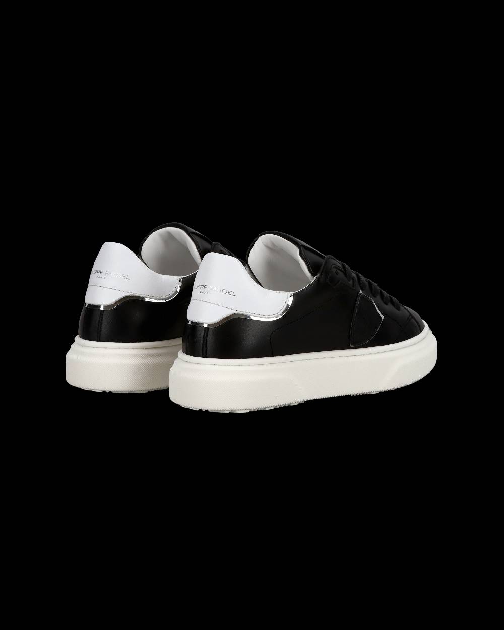 Philippe Model Junior Temple Low-Top Sneakers In Leather, Black White
