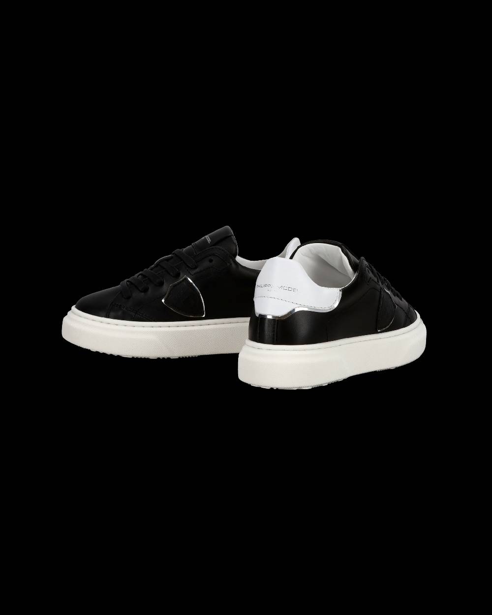 Philippe Model Junior Temple Low-Top Sneakers In Leather, Black White
