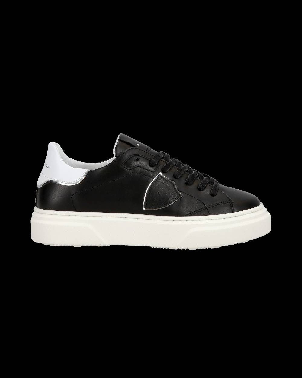 Philippe Model Junior Temple Low-Top Sneakers In Leather, Black White