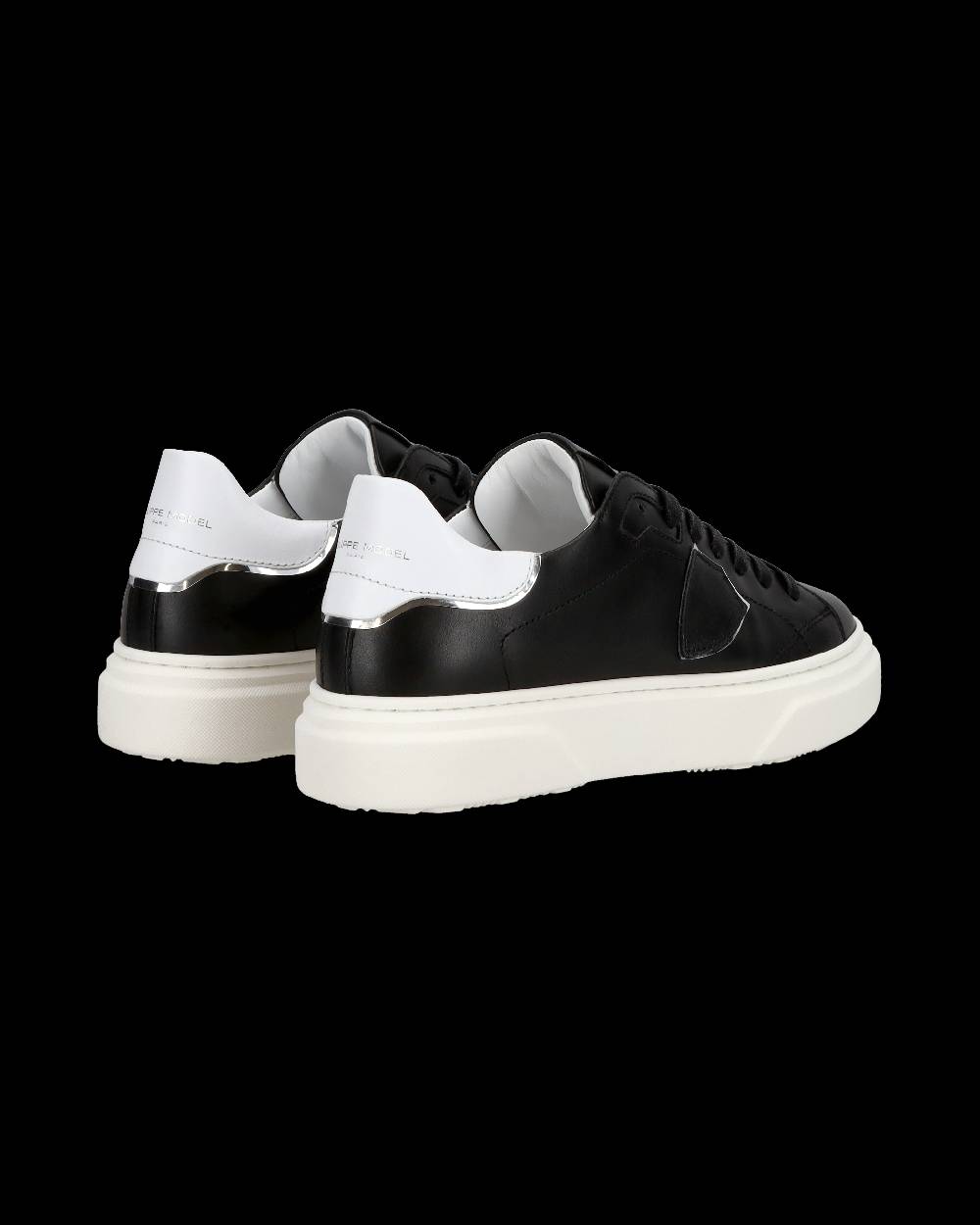 Philippe Model Junior Temple Low-Top Sneakers In Leather, Black White