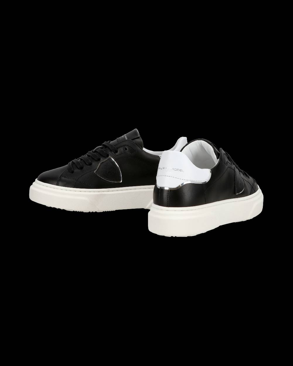 Philippe Model Junior Temple Low-Top Sneakers In Leather, Black White
