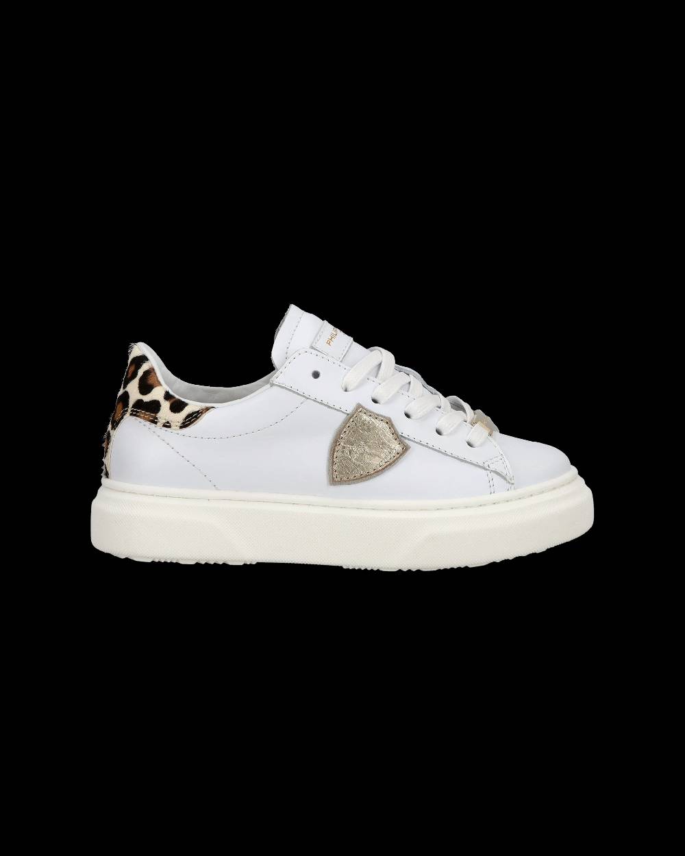 Philippe Model Junior Temple Low-Top Sneakers In Leather, White Pink