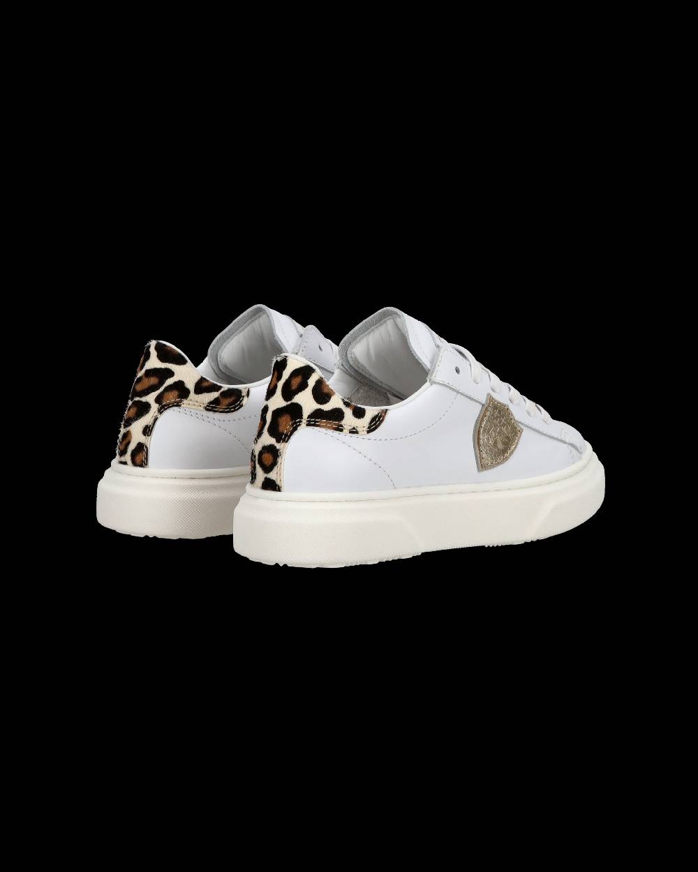 Philippe Model Junior Temple Low-Top Sneakers In Leather, White Pink