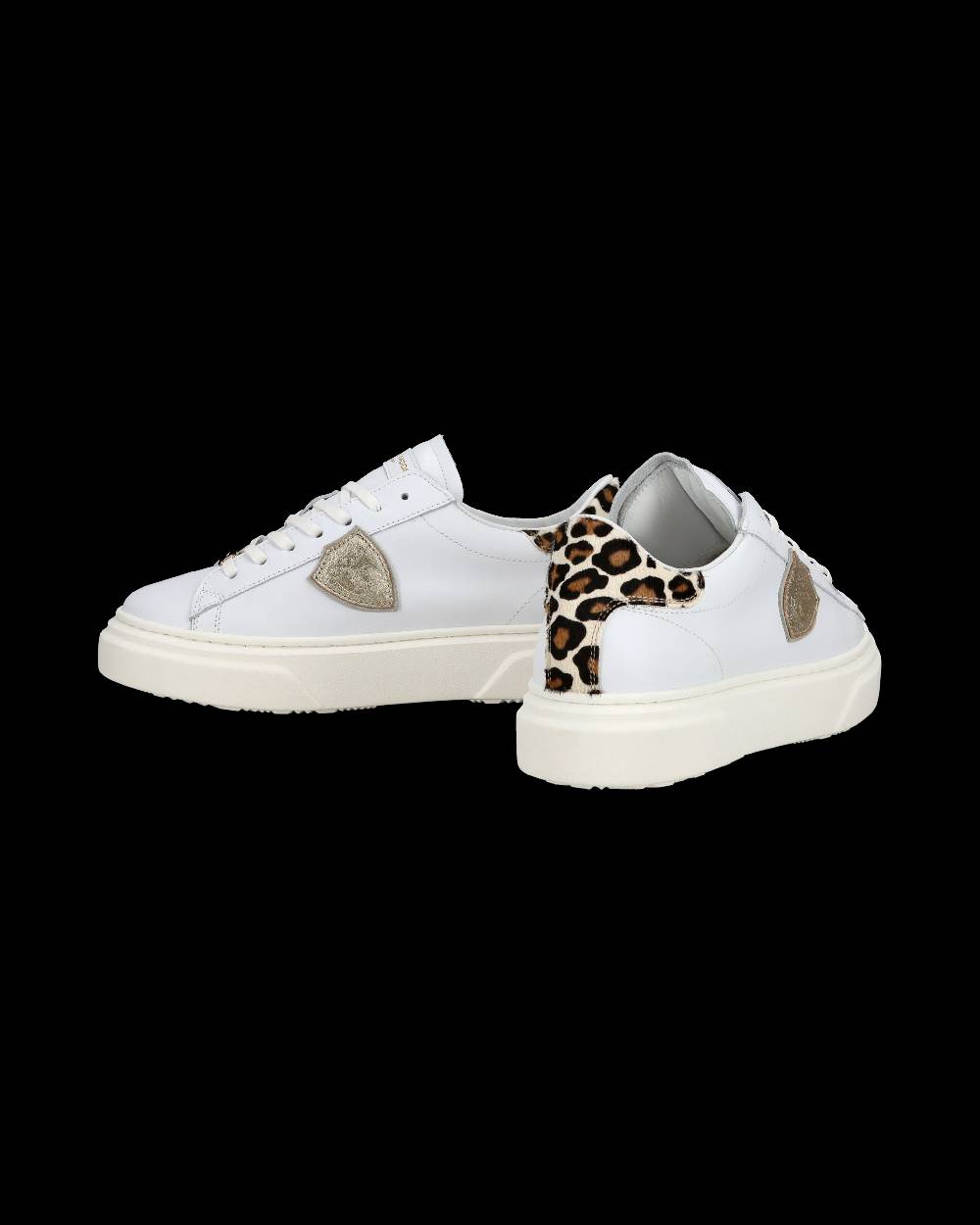 Philippe Model Junior Temple Low-Top Sneakers In Leather, White Pink