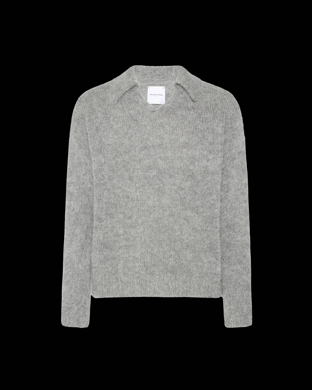 Philippe Model Maglione Polo Roger Da Uomo Grigio Chiaro In Lana Mohair