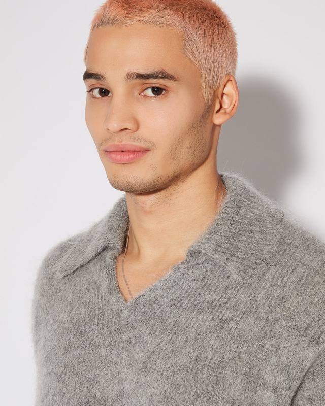 Philippe Model Maglione Polo Roger Da Uomo Grigio Chiaro In Lana Mohair