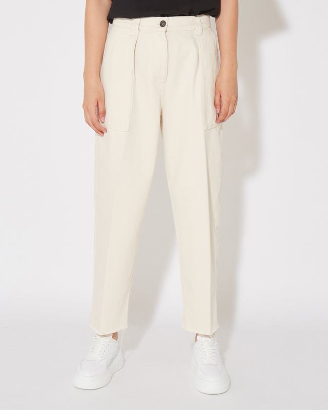 Philippe Model Pantaloni Coline da Donna Ecru in Bull Denim