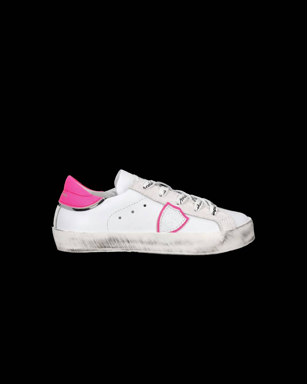 Philippe Model Scarpe Da Bambini Prsx Bianche E Fucsia In Pelle