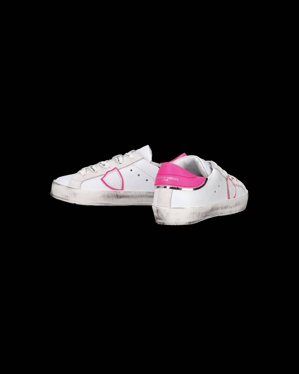Philippe Model Scarpe Da Bambini Prsx Bianche E Fucsia In Pelle