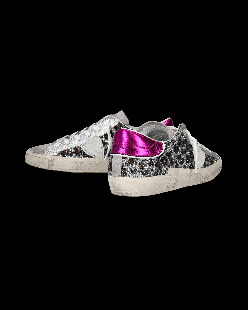 Philippe Model Sneaker Bassa PRSX Donna - Argento, Animalier E Fucsia