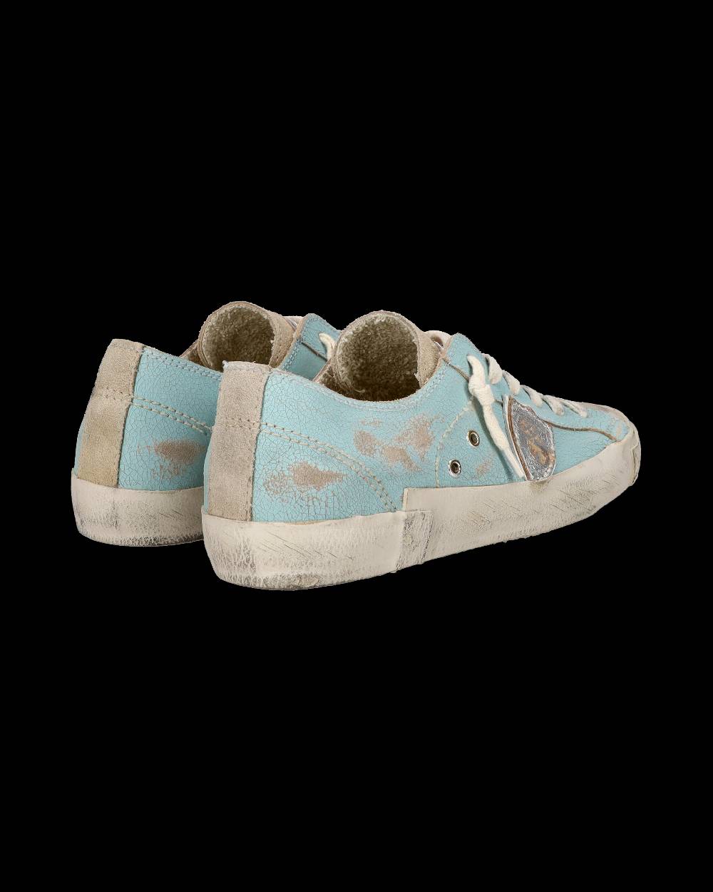 Philippe Model Sneaker Bassa PRSX Donna In Pelle Craquelé - Verde Acqua