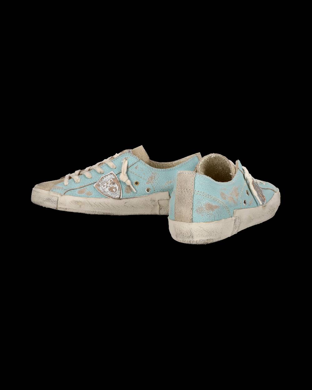 Philippe Model Sneaker Bassa PRSX Donna In Pelle Craquelé - Verde Acqua