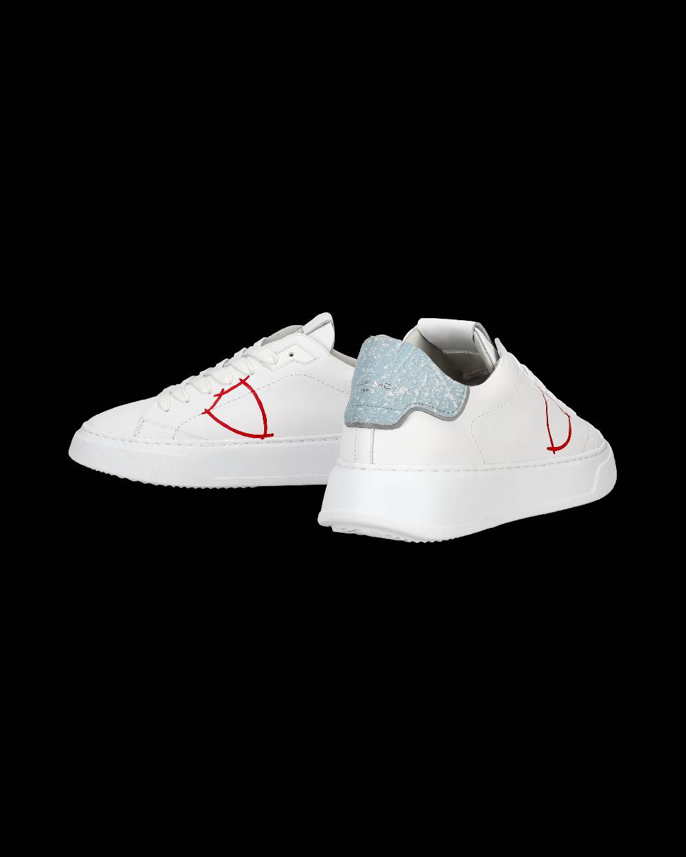 Philippe Model Sneaker Bassa Temple Uomo - Bianco E Rosso