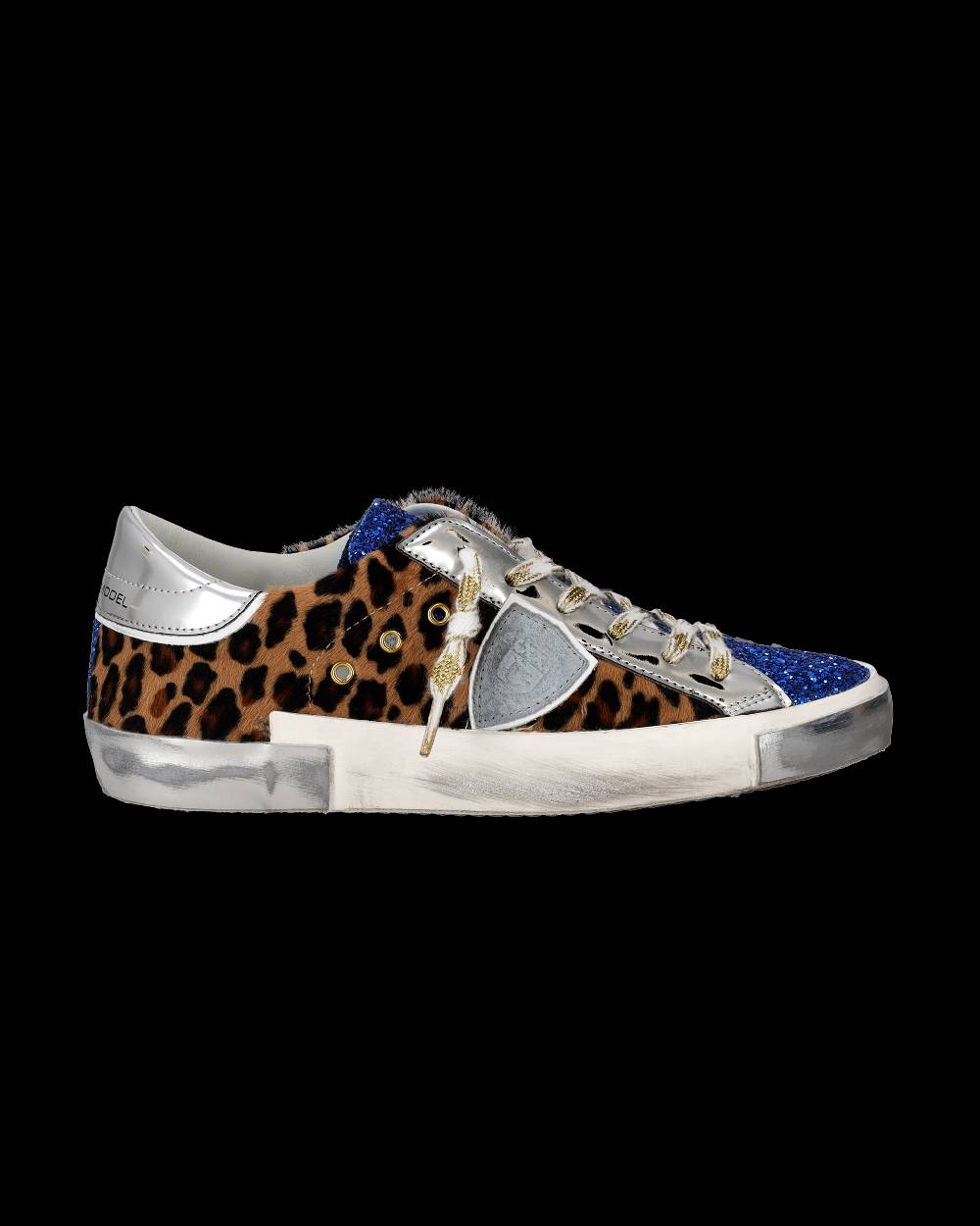 Philippe Model Sneaker Basse Paris Donna - Glitter Blu E Argento