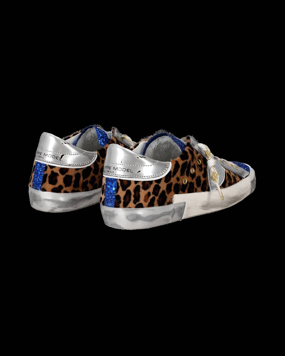 Philippe Model Sneaker Basse Paris Donna - Glitter Blu E Argento