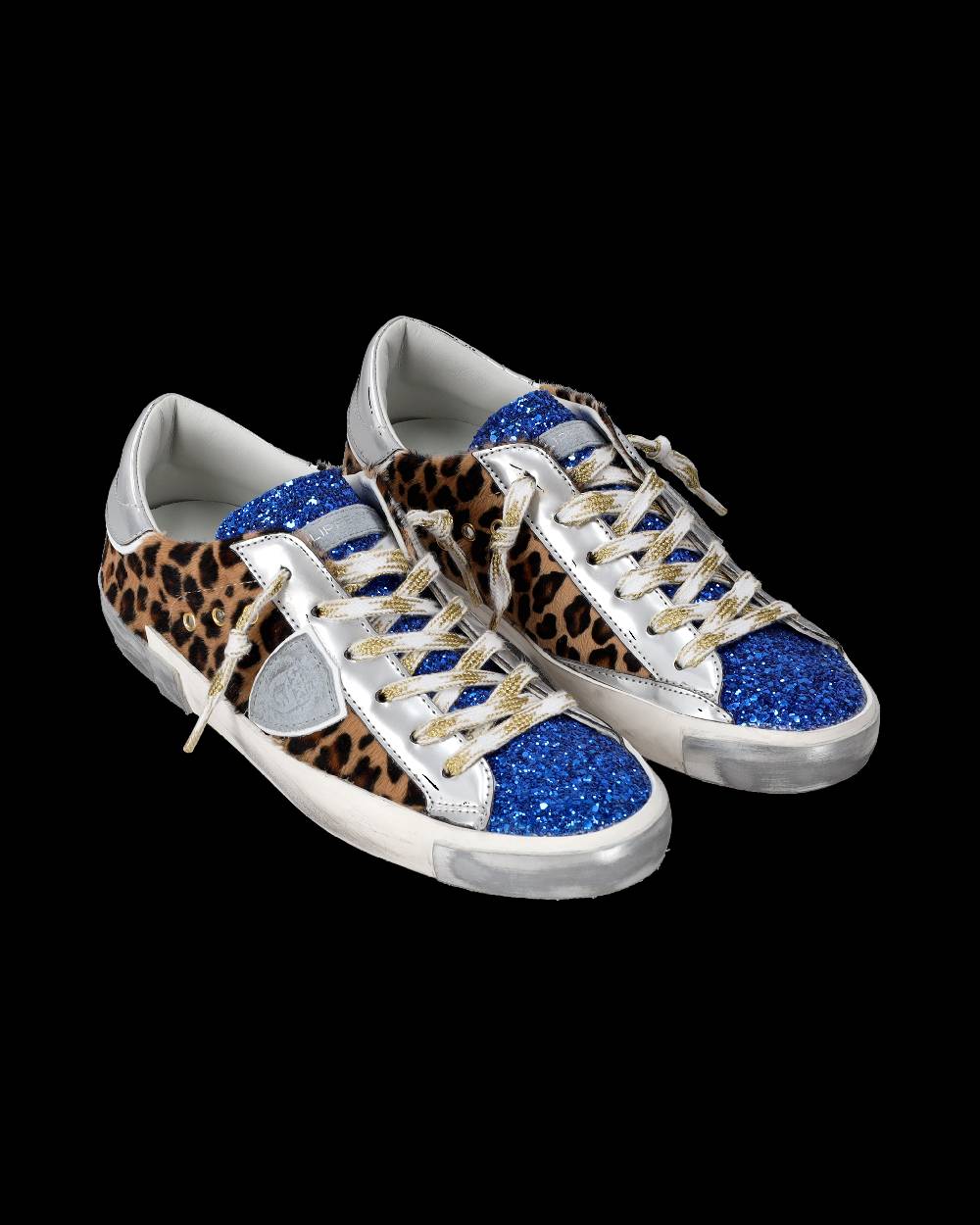 Philippe Model Sneaker basse Paris donna - glitter blu e argento