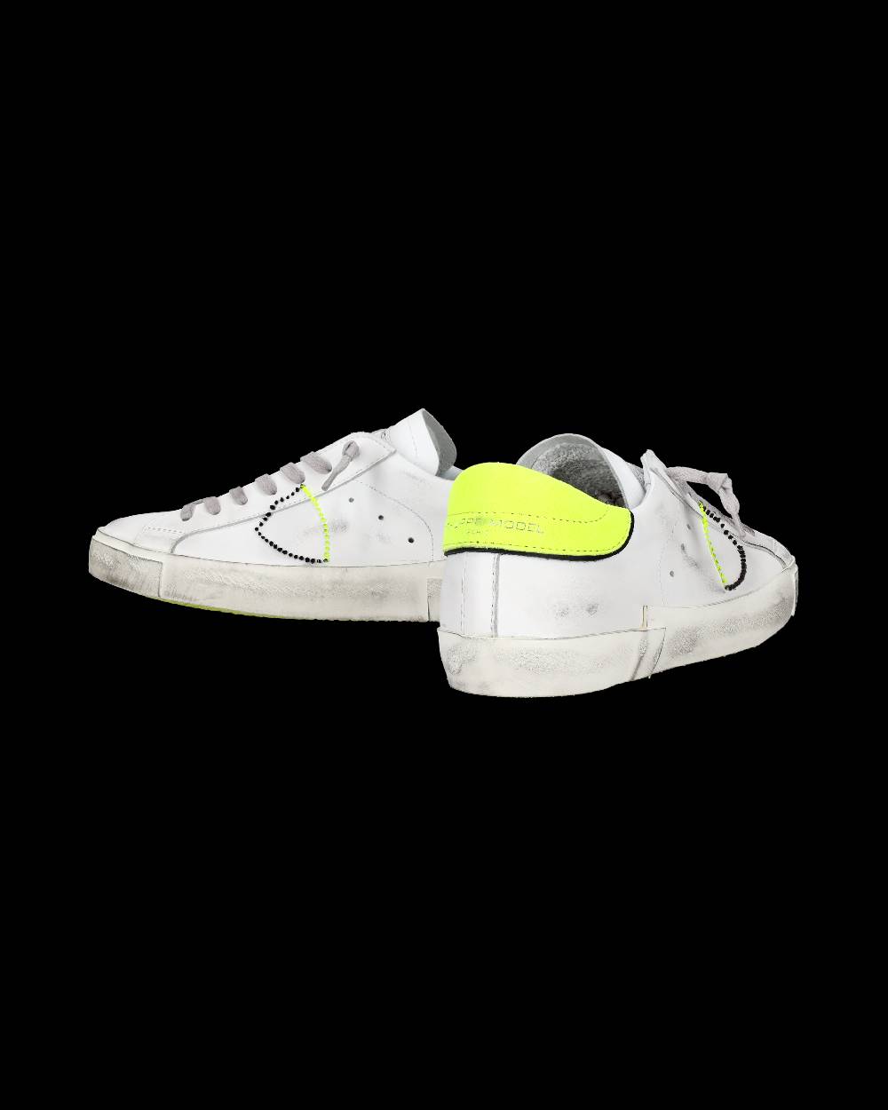 Philippe Model Sneaker Basse Prsx Uomo - Bianco, Nero E Giallo Fluo