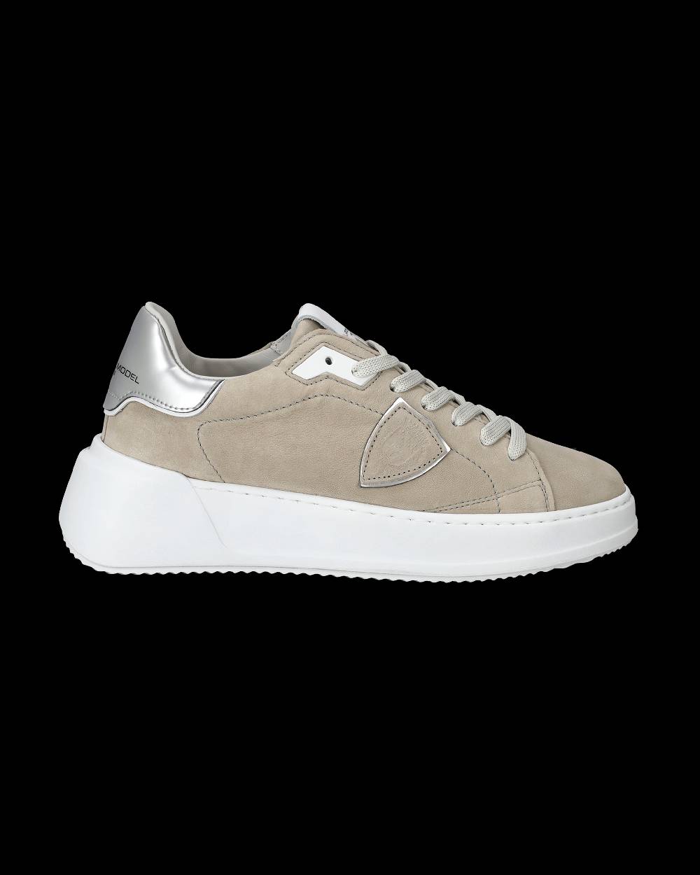 Philippe Model Sneaker Basse Tres Temple Donna - Beige E Argento