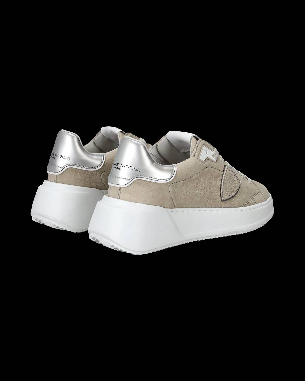 Philippe Model Sneaker Basse Tres Temple Donna - Beige E Argento
