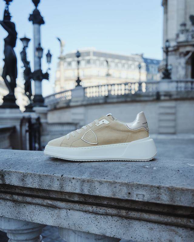 Philippe Model Sneaker Basse Tres Temple Donna - Beige E Argento
