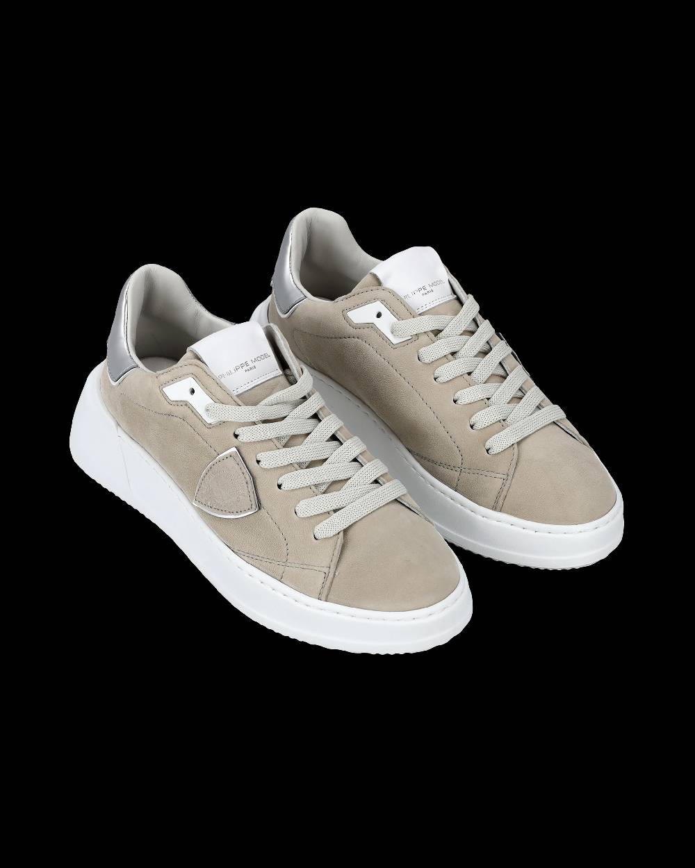 Philippe Model Sneaker basse Tres Temple donna - beige e argento