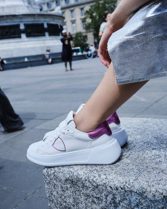 Philippe Model Sneaker Basse Tres Temple Donna - Bianco E Fucsia