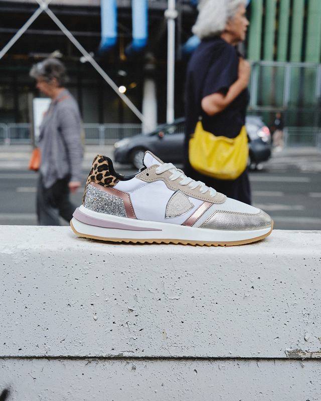 Philippe Model Sneaker Basse Tropez 2.1 Donna - Animalier Bianco E Rosa