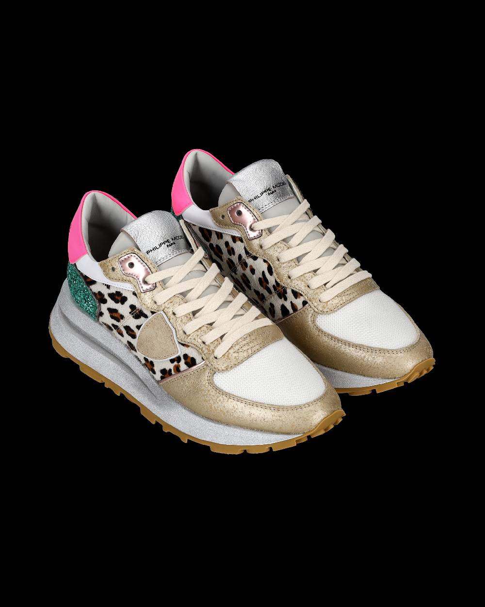 Philippe Model Sneaker basse Tropez Haute donna - bianco, fucsia e animalier